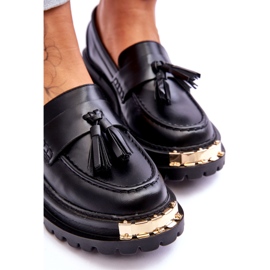 Mocassins pour femmes avec franges et décoration noire le noir 3