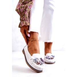 Evento Mocassins Femme En Cuir À Franges Blanc Laressa 1