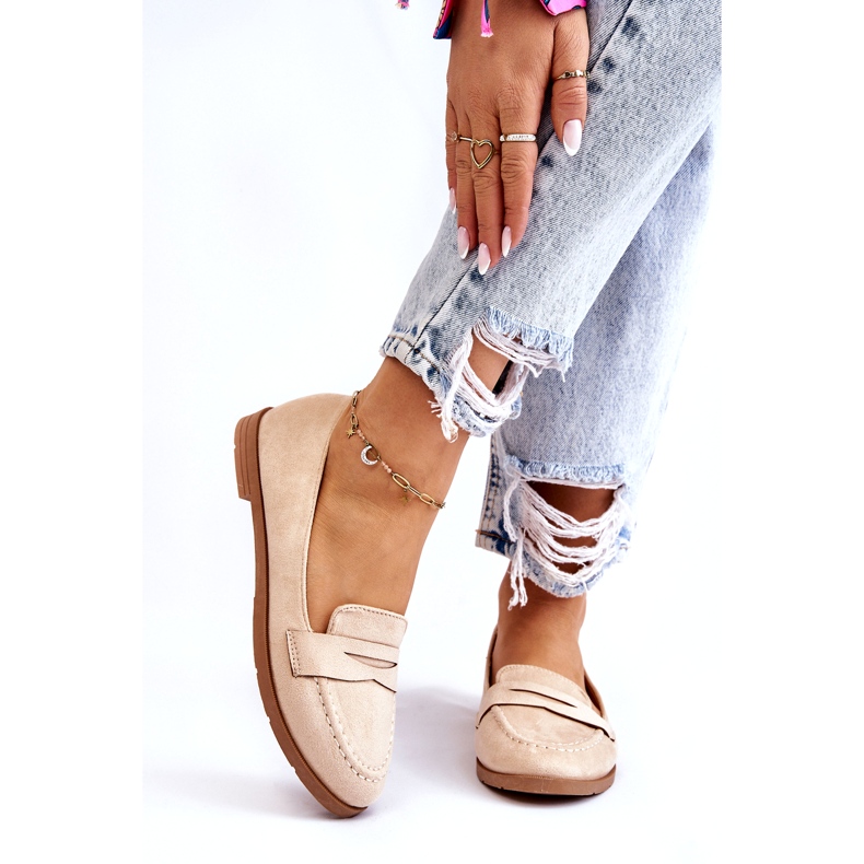 PS1 Mocassins Confortables en Daim pour Femme Beige Lucca 1