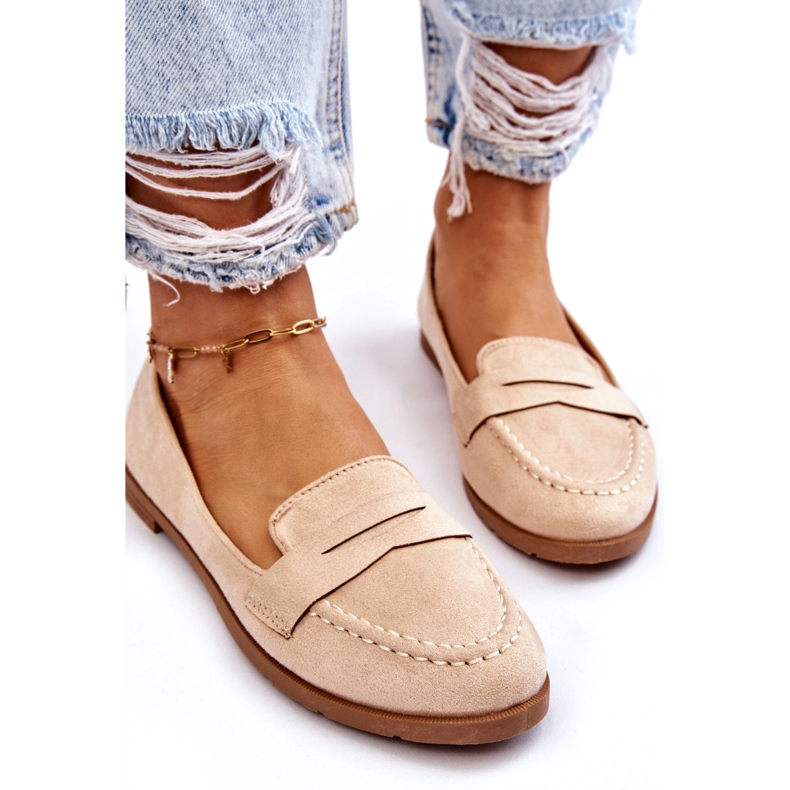 PS1 Mocassins Confortables en Daim pour Femme Beige Lucca 5