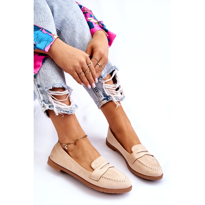 PS1 Mocassins Confortables en Daim pour Femme Beige Lucca 7