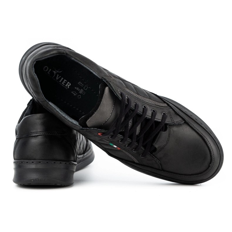 Olivier Chaussures décontractées en cuir pour hommes 297GT noir 3