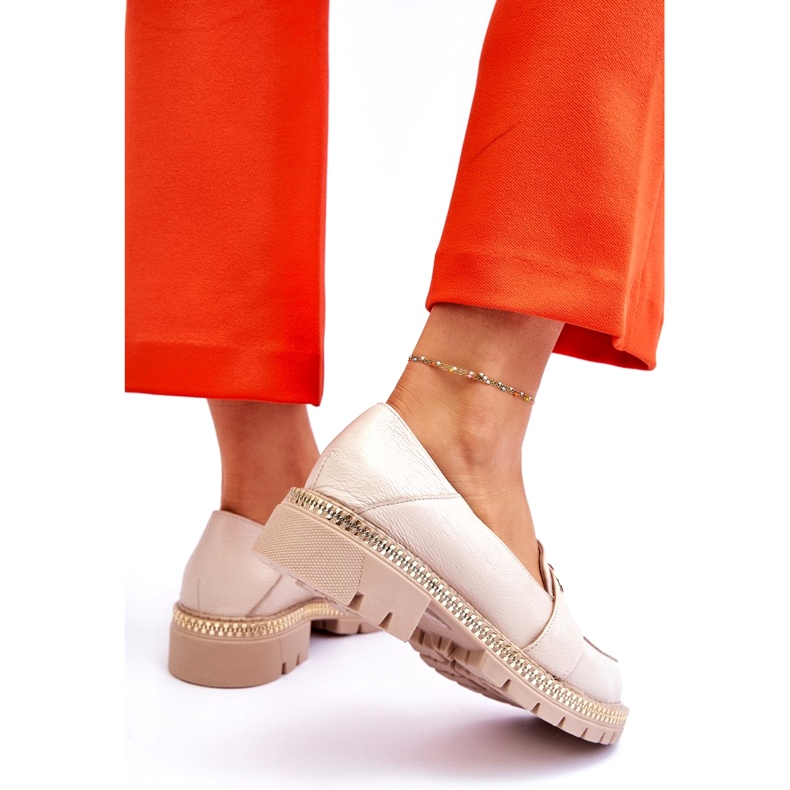 FILIPCZYK Mocassins élégants en cuir beige clair avec décoration 3 FILIPCZYK Mocassins élégants en cuir beige clair avec décoration 3