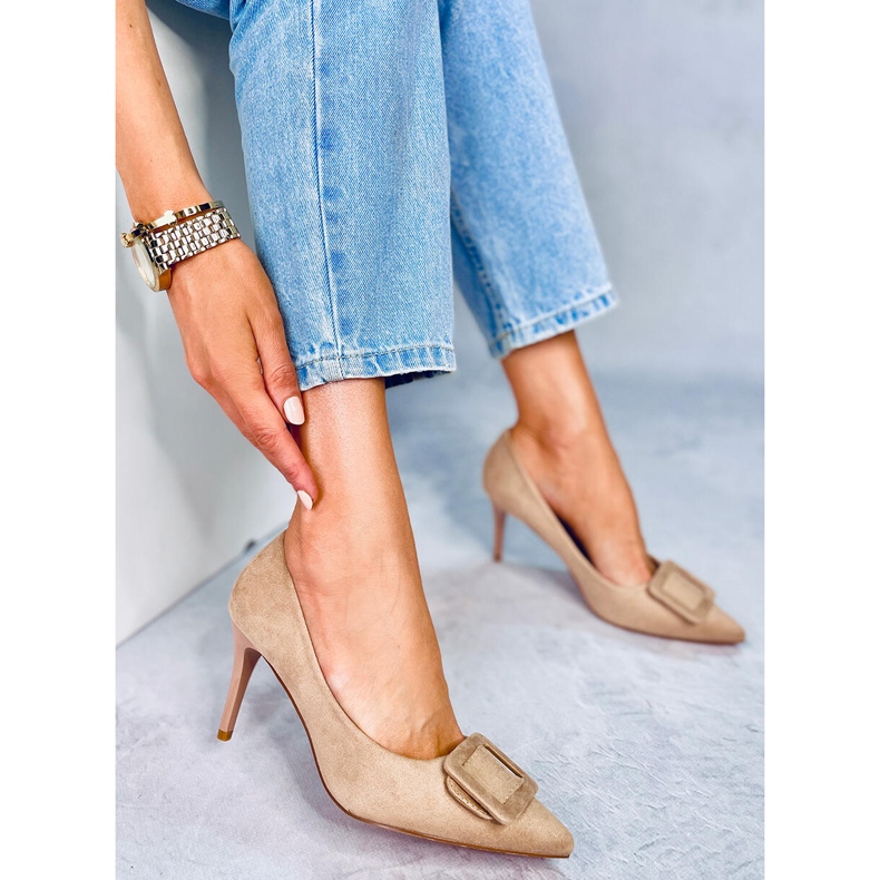 Escarpins à talon aiguille Fiona Kaki beige 1