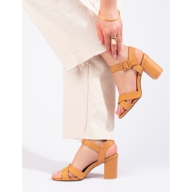Encor Sandales Camel Sur Une Barre brun jaune 2