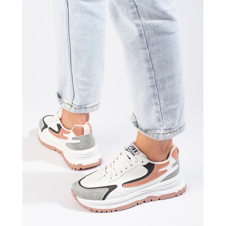 Baskets femme sur semelle épaisse Shelovet blanc blanche 2