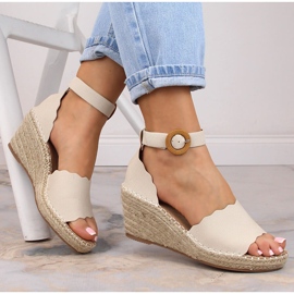Espadrilles compensées beiges eVento 5425, femmes 3