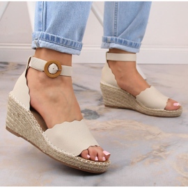 Espadrilles compensées beiges eVento 5425, femmes 4