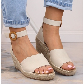 Espadrilles compensées beiges eVento 5425, femmes 5