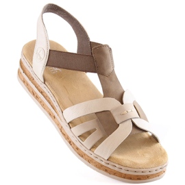 Sandales compensées confortables pour femmes beige Rieker 62918-62 1