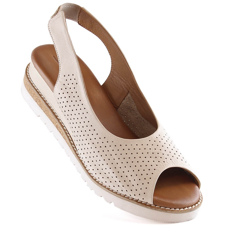 Sandales confortables en cuir beige pour femme Artiker 50C0863 1