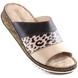 Pantoufles confortables en cuir pour femmes à imprimé léopard Artiker 52C0972 le noir 1