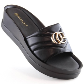 Chaussons compensés noirs femme Potocki YQ21001 le noir 1