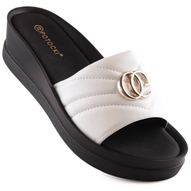 Chaussons compensés blancs femme Potocki YQ21001 blanche 1 Chaussons compensés blancs femme Potocki YQ21001 blanche 1