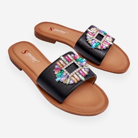 Pantoufles à la mode pour femmes avec décoration Noir Halsey le noir 1