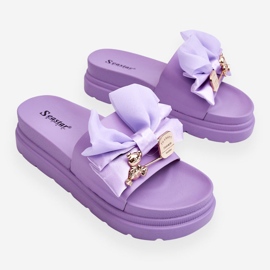 PE1 Chaussons Avec Noeud Et Nounours Décoratif Violet Suzy 1 PE1 Chaussons Avec Noeud Et Nounours Décoratif Violet Suzy 1