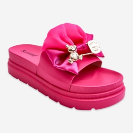 PE1 Chaussons Avec Un Noeud Et Un Ours Décoratif Fuchsia Suzy rose 10