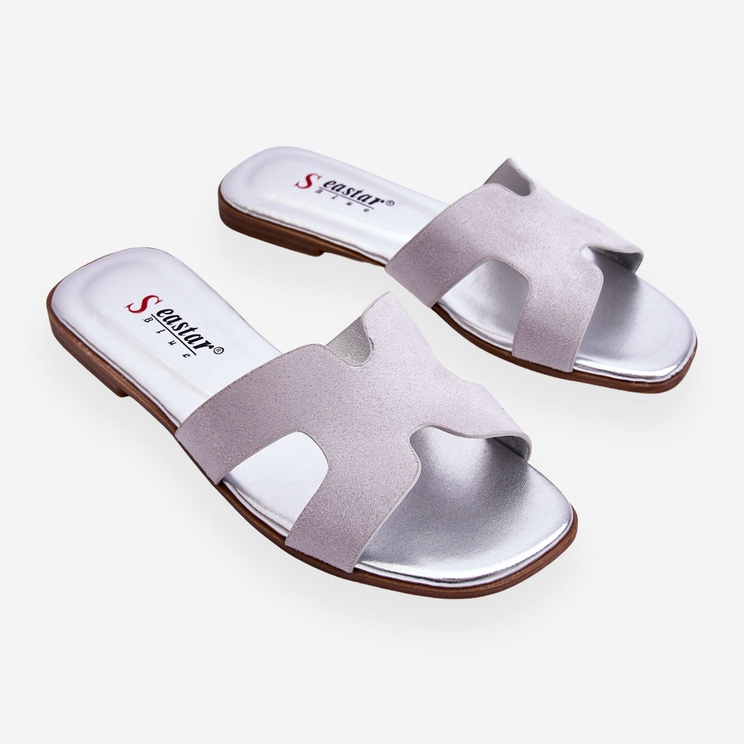 Chaussons Classiques en Daim pour Femme Gris Evana 1