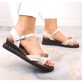 M. DASZYŃSKI Sandales compensées femme beige M.Daszyński MR2267-4 5