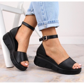 Sandales en cuir noir pour femmes Filippo DS4455 1