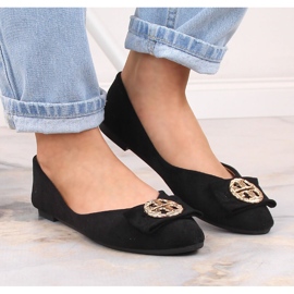 Ballerines noires à petit talon en daim pour femme Potocki BB23004 le noir 2