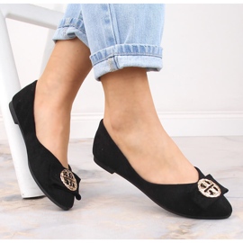 Ballerines noires à petit talon en daim pour femme Potocki BB23004 le noir 3