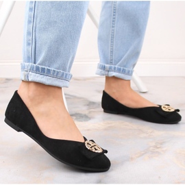 Ballerines noires à petit talon en daim pour femme Potocki BB23004 le noir 4