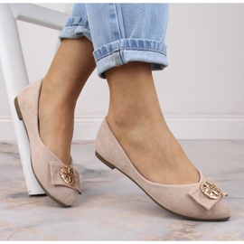 Ballerines petit talon daim beige femme Potocki BB23004 2