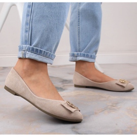 Ballerines petit talon daim beige femme Potocki BB23004 3