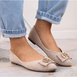 Ballerines petit talon daim beige femme Potocki BB23004 4