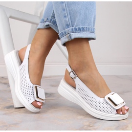 Sandales compensées cuir confortables femme blanc S.Barski BN291 1