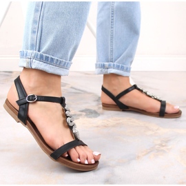 Sandales plates confortables pour femmes avec un serpent noir S.Barski Kv 5541-42 le noir 3