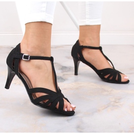 Sandales à épingles en daim noir pour femmes Filippo DS4301 le noir 3