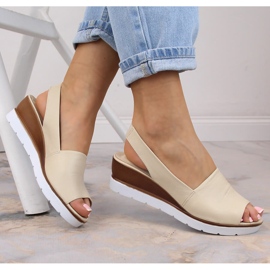 Sandales compensées beige femme Potocki AD77007 1