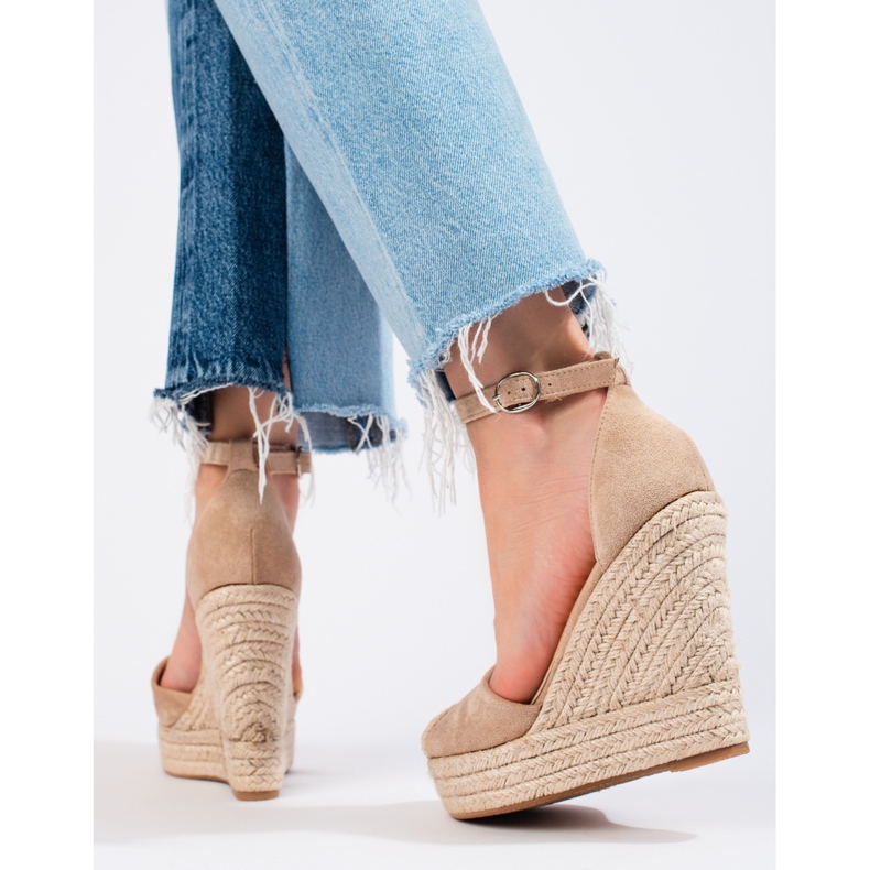 SHELOVET Espadrilles compensées élégantes beige 1 SHELOVET Espadrilles compensées élégantes beige 1