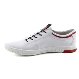Polbut Chaussures décontractées en cuir pour hommes K23 blanc avec rouge 1