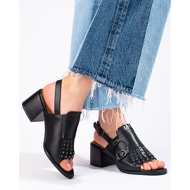 Sandales en cuir à jais LA.FI le noir 1