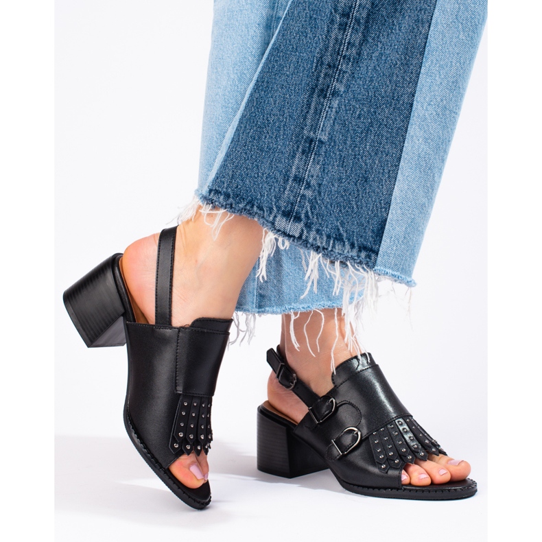 Sandales en cuir à jais LA.FI le noir 1