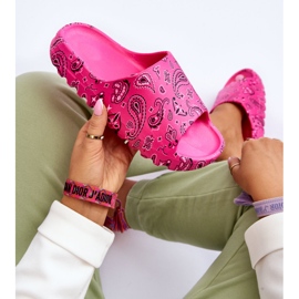 Pantoufles pour femmes à la mode sur une plate-forme massive lorette fuchsia rose 8