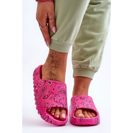 Pantoufles pour femmes à la mode sur une plate-forme massive lorette fuchsia rose 3
