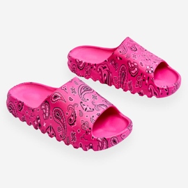 Pantoufles pour femmes à la mode sur une plate-forme massive lorette fuchsia rose 2