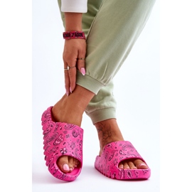 Pantoufles pour femmes à la mode sur une plate-forme massive lorette fuchsia rose 4