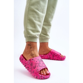 Pantoufles pour femmes à la mode sur une plate-forme massive lorette fuchsia rose 5