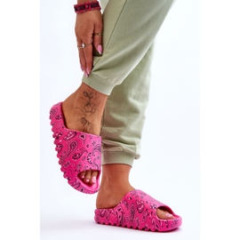 Pantoufles pour femmes à la mode sur une plate-forme massive lorette fuchsia rose 7