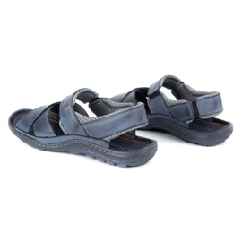 Olivier Sandales cuir homme 336GT bleu marine 3