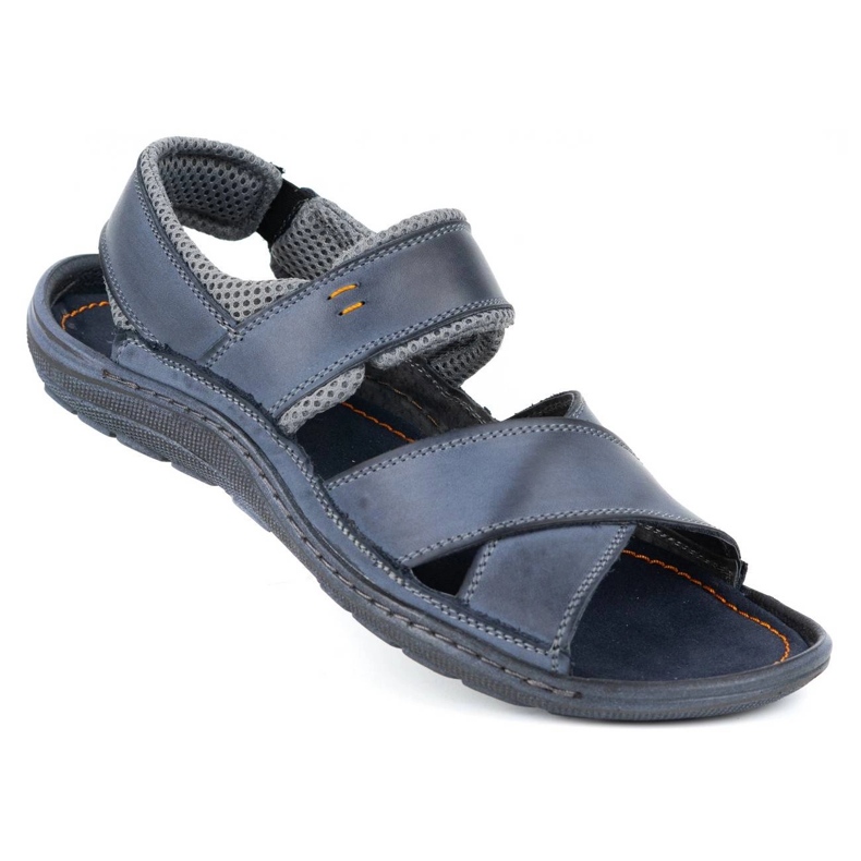 Olivier Sandales cuir homme 336GT bleu marine 2