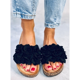BM Babouches en liège à fleurs de Brice Black le noir 2
