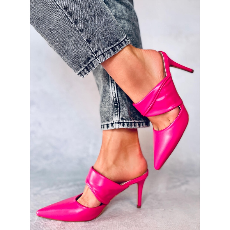 Charisse Fuchsia Mules Talons Aiguilles rose 2