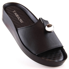 Chaussons femme cuir noir T.Sokolski L22-312 1