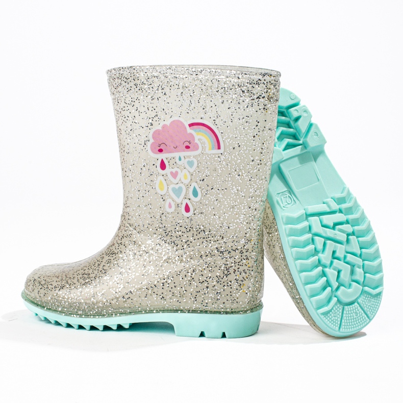 Galoches argentées Shelovet High Glitter pour filles 2